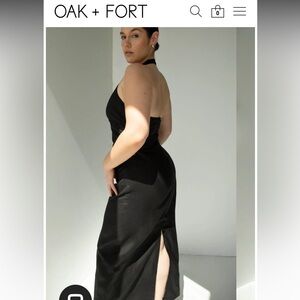Oak + Fort Black M Linen Asymmetrical Dress